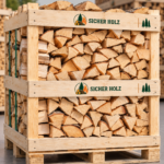 Brennholz im stabilen Holzrahmen – Ofen- und Kaminholz