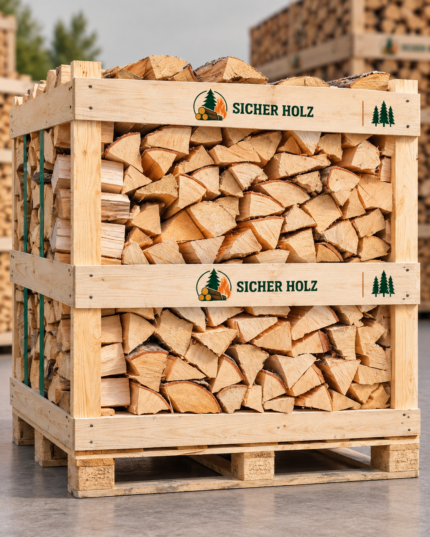 Brennholz im stabilen Holzrahmen – Ofen- und Kaminholz