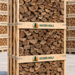 Brennholz im Groß-Holzrahmen – Hartholz-Kaminholz auf Palette