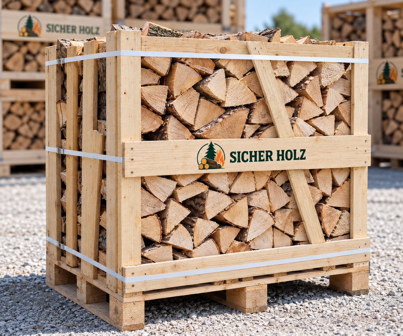 ChatGPT Image 6 sept. 2026, 01_30_11 Buchen-Brennholz 25–33 cm – Kaminholz im Holzrahmen – Bild 1