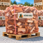 Brennholz 30 cm – Kaminholz im Netzsack auf EPAL-Palette
