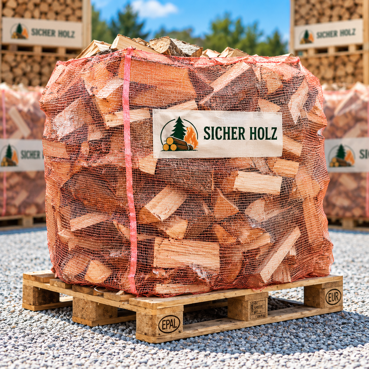 ChatGPT Image 6 sept. 2026, 01_43_46 Brennholz 30 cm – Kaminholz im Netzsack auf EPAL-Palette – Bild 1