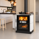 Kaminofen mit Kochfeld und integriertem Backofen