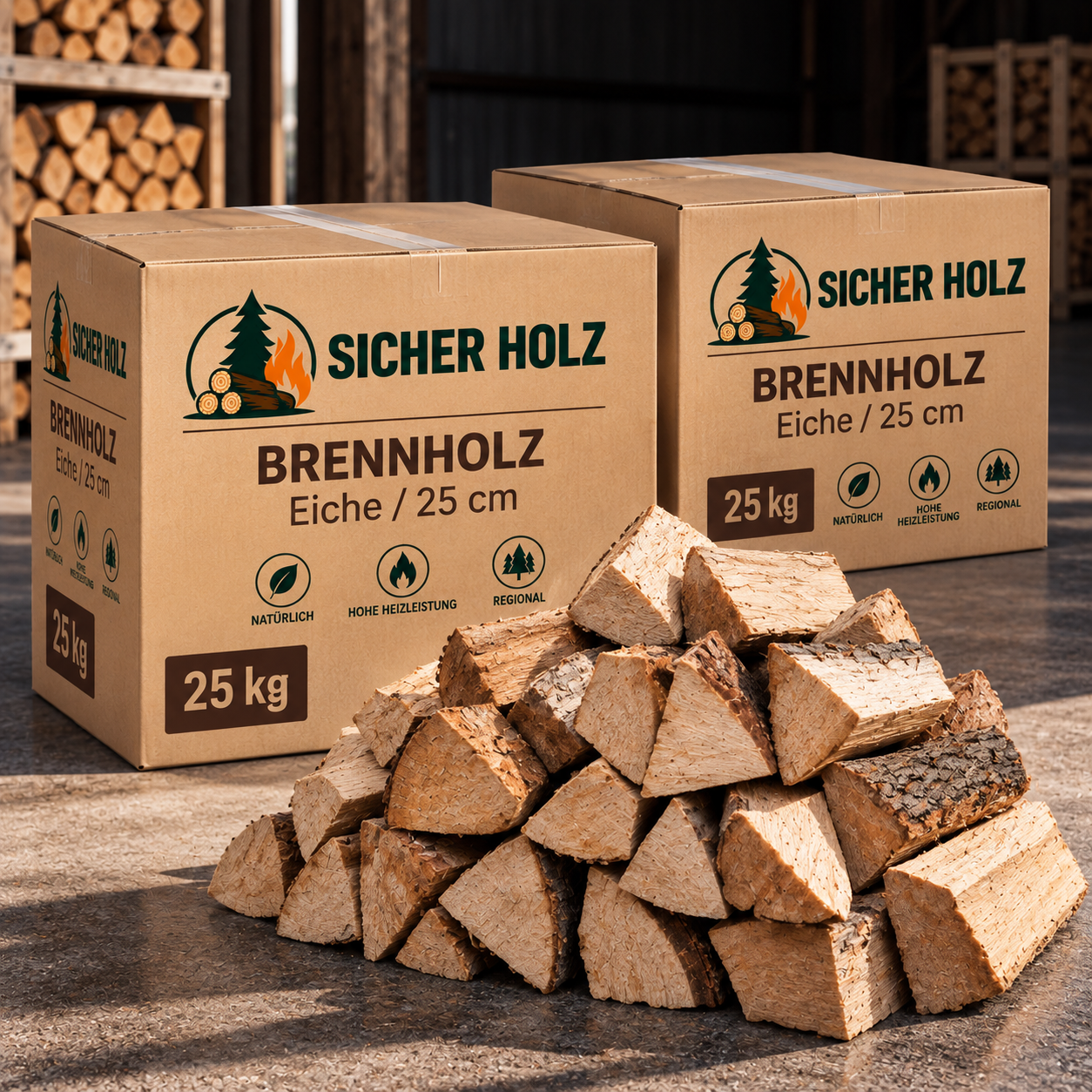 ChatGPT Image 7 sept. 2026, 01_46_27 Brennholz Karton Eiche – 25 kg – 25 cm (2 Kartons) – Bild 1