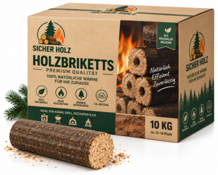 Premium Holzbriketts Rund – 10 kg