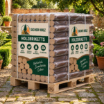 Holzbriketts – Runde Mischholz-Briketts als Palettenware