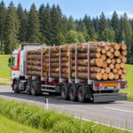 Stammholz – Sortiertes Nadelholz als LKW-Ladung
